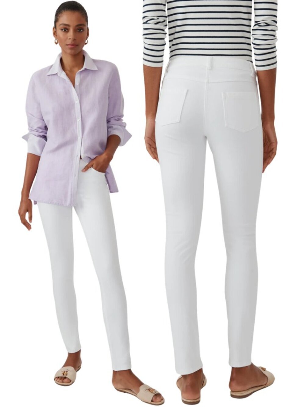 J. McLaughlin Lexie Jeans Women's 4 White Slim Mid-Rise Denim Minimalist Ankle